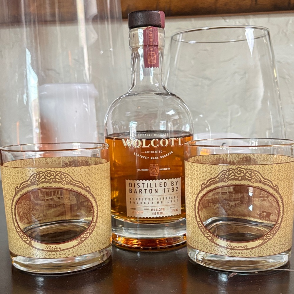 Vintage Currier & Ives "Four Seasons" rocks glasses